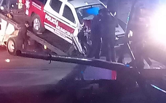 Policías de Amozoc chocan patrulla por conducir presuntamente alcoholizados