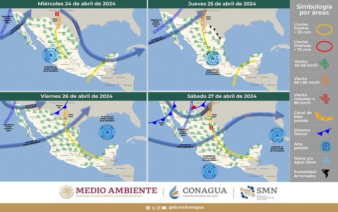 Se pronostican chubascos para 10 entidades de la República
Mexicana, incluido el Valle de México para este miércoles