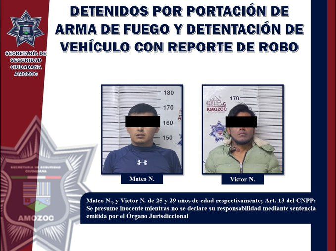 Detenidos en Amozoc por portación de arma y vehículo robado