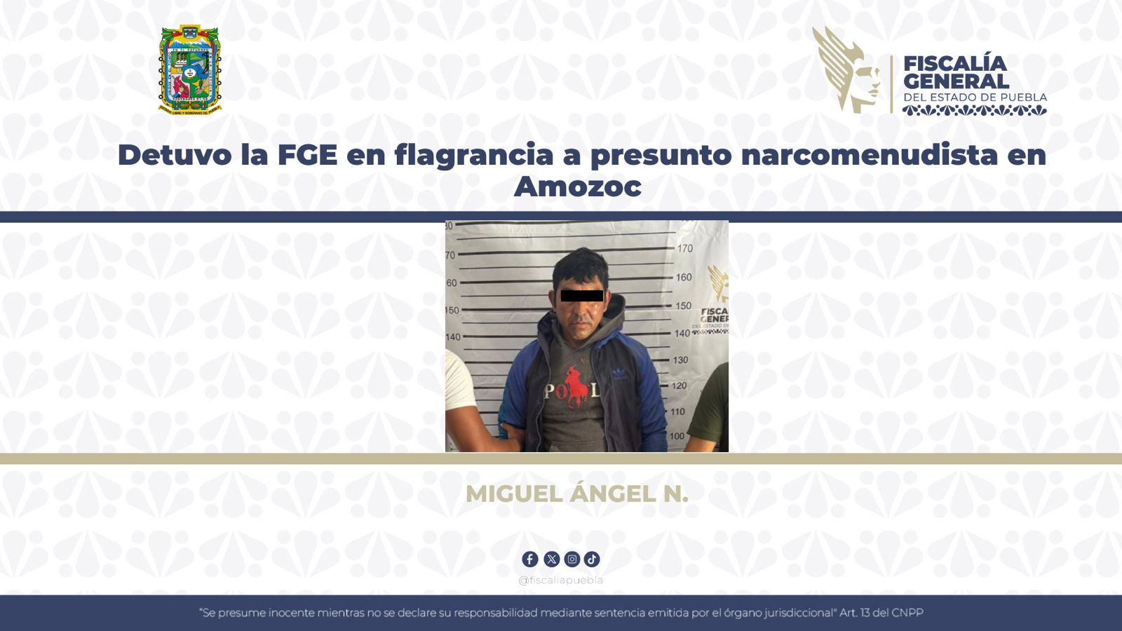 Detuvo la FGE en flagrancia a presunto narcomenudista en Amozoc