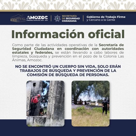 Atención, información falsa circula en redes sobre hallazgo de cuerpo en pozo en Amozoc 🚫