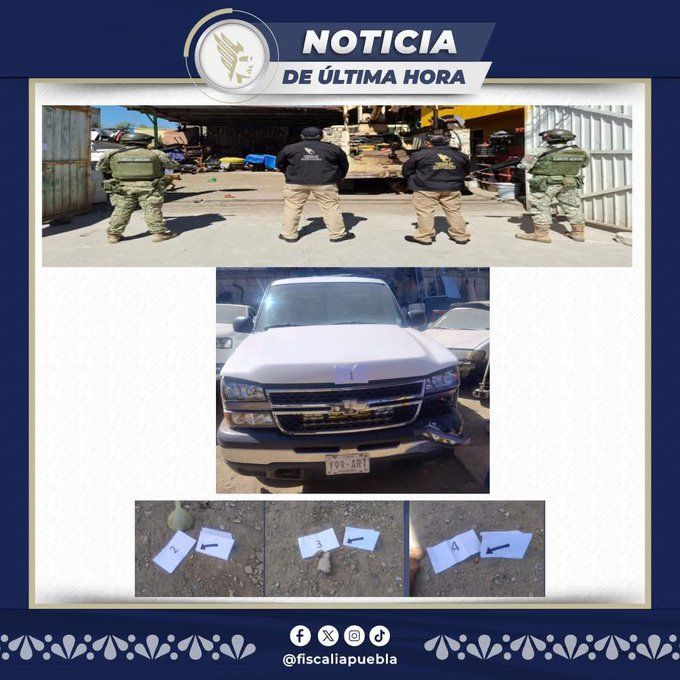 FGE recupera camioneta robada y localiza casquillos percutidos en Amozoc