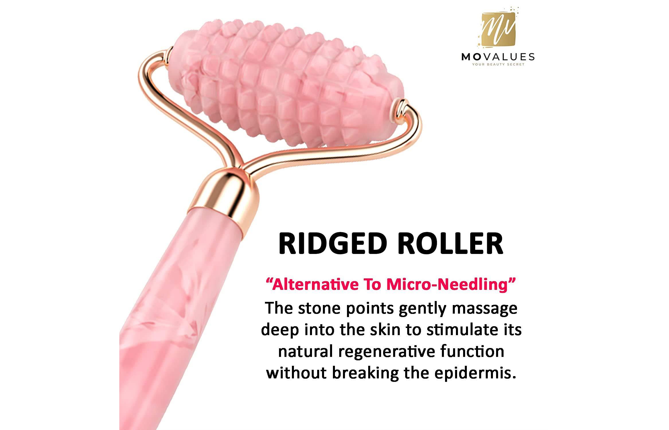 Rose Quartz Roller with Gua Sha, Mini Eye Roller set  Jade Roller for Face  Face Roller