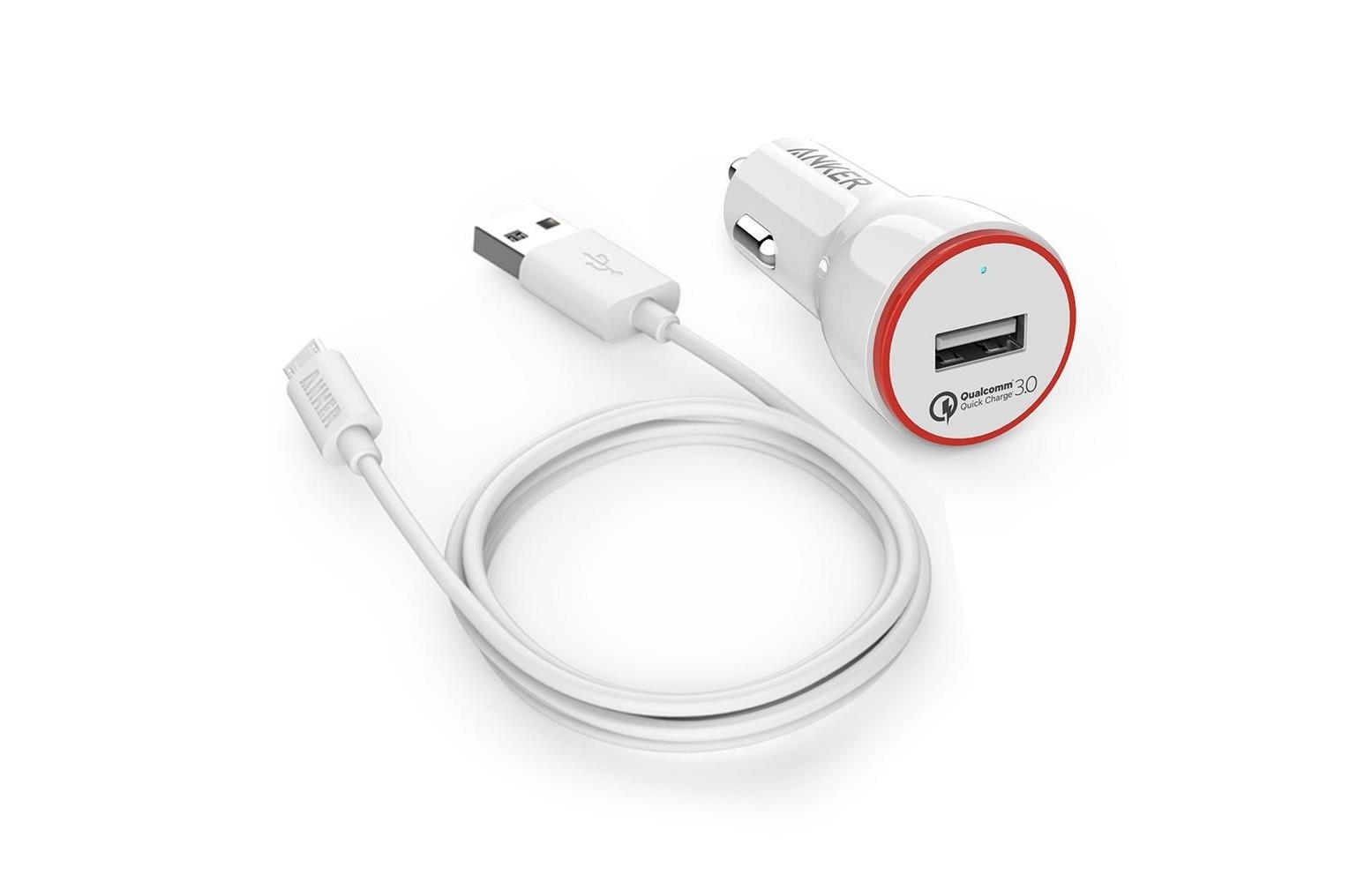 Anker PowerDrive124W car charger QC303ft micro White Off V3