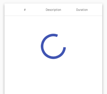 Material Data Table Loading Indicator