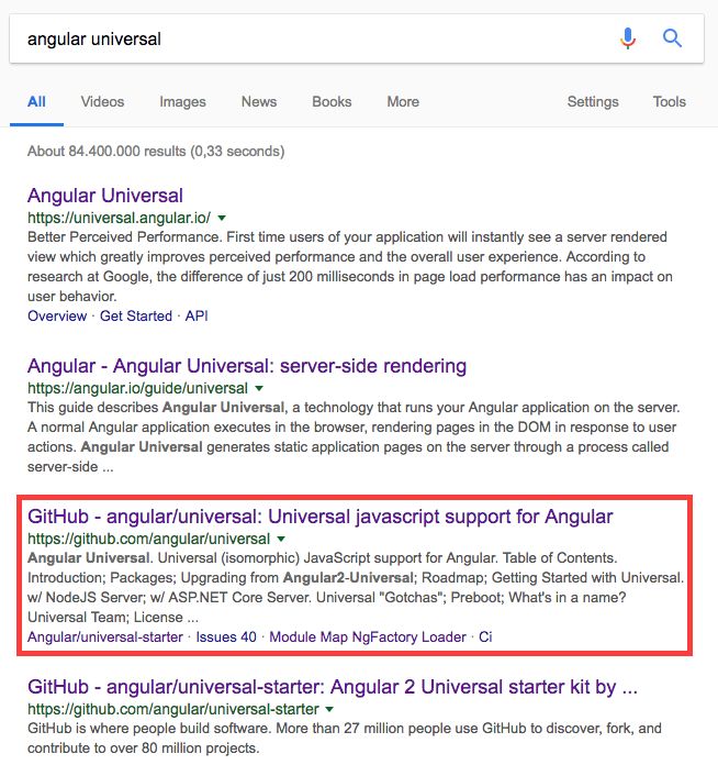 Search results for Angular Universal search