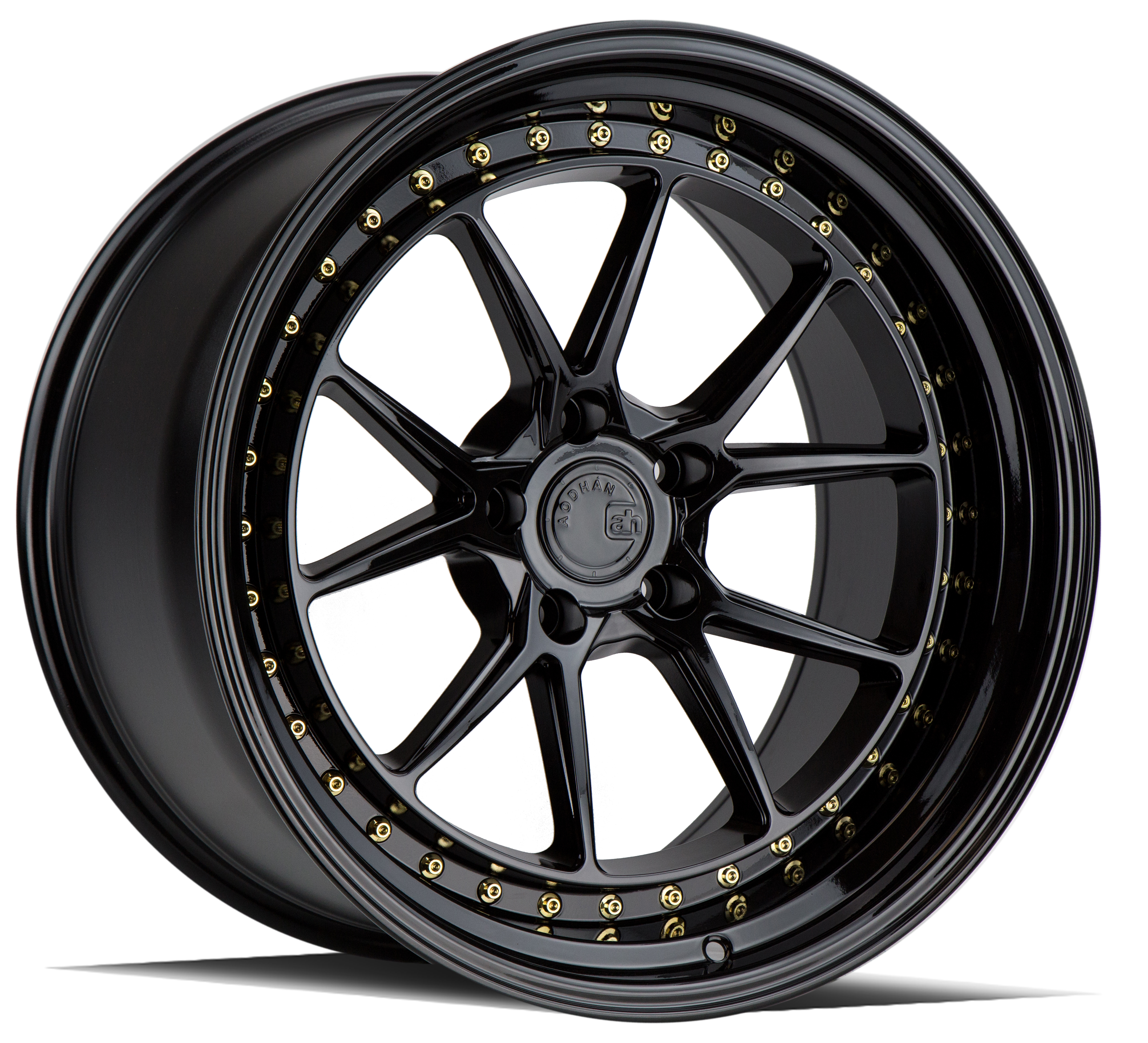 AODHAN DS08 Wheel Rim 19x11 5x114.3 ET15 73.1mm Gloss Black W /Gold Rivets