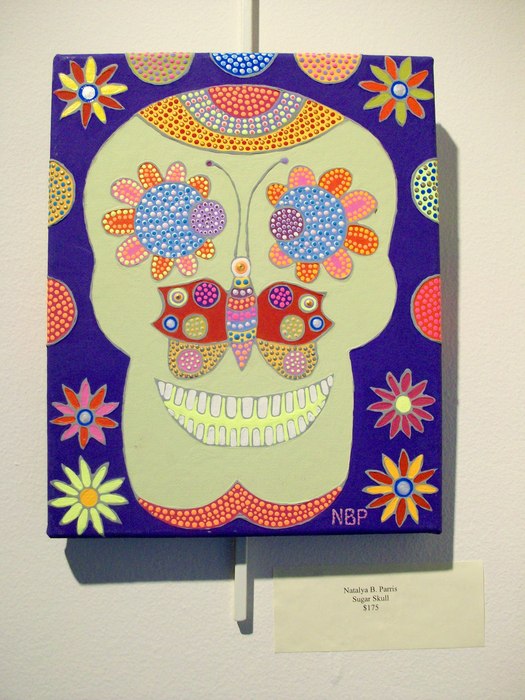 Natalya B. Parris's acrylic on canvas artwork "Sugar Skull" was juried to the Rockville Art League annual members show December 6 - 31, 2015; Opening Reception today, December 6, 1:30-3:30 PM at the Glenview Mansion, 603 Edmonston Dr., Rockville, MD 20851