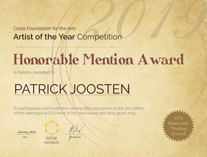 Artist of the year competition - Honorable mention award- Patrick Joosten