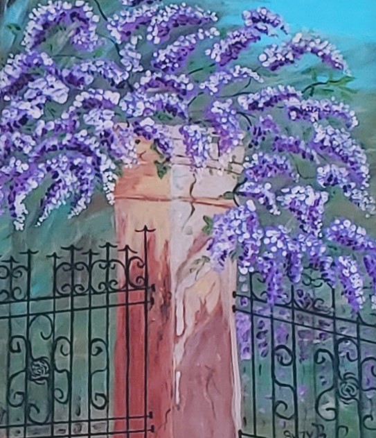 Overgrown Pillar with Wisteria