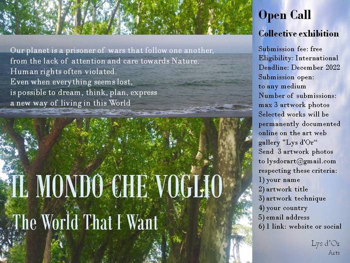 OPEN CALL: international group expo "Il Mondo Che Voglio - The World That I Want"