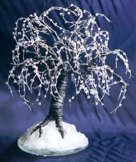 Black Ice - Beaded Wire Tree Sculpture, by Sal Villano