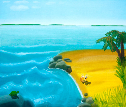 Curiosity on the beach, 2006 60 x 50 cm, oil on canvas