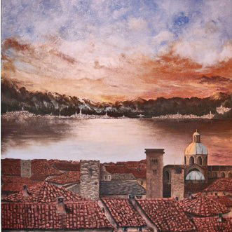 I TETTI DI COMO  olio su tela 50x50