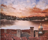 I TETTI DI COMO  olio su tela 50x50