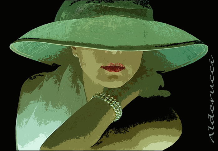 donna con cappello verde