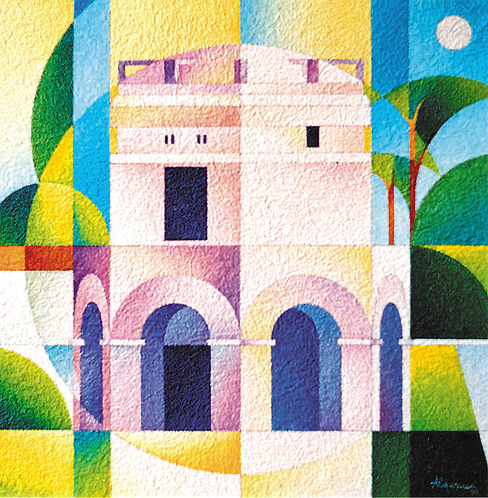 Mausoleo di teodorico_acrilico su carta vinilica_cm.70 x 70