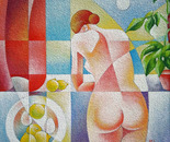 Sul terrazzo_acrilico su tavola sabbiata_cm.50 x 50