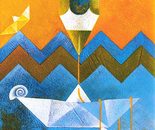Sulla barca bianca_acrilico su tavola cm.30 x 30
