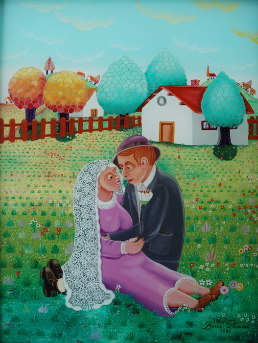 The Wedding, Oil on Glass