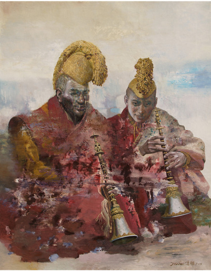 Learning the Instrument (2005, Oil on Canvas, 135cm x 120cm)