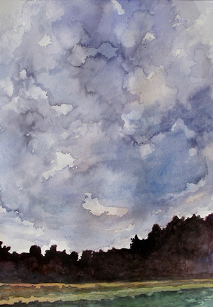 Night Walk, Watercolor, 20"x14", 2006