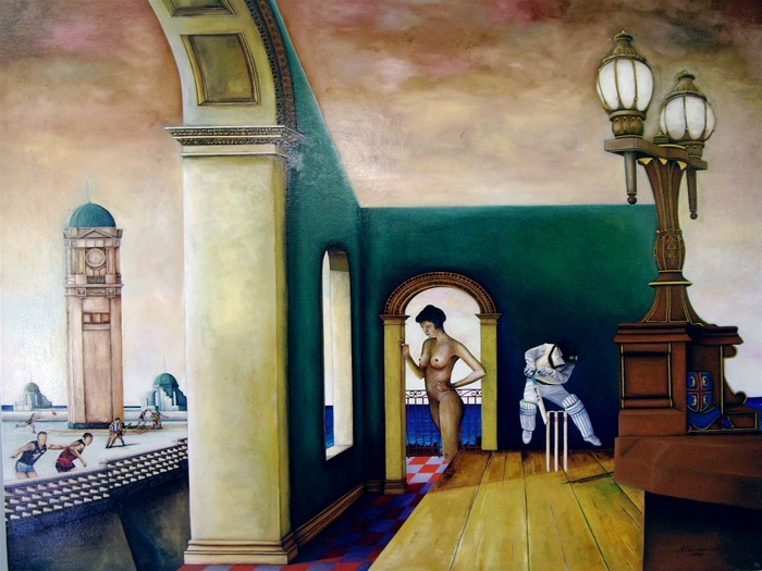 The Lonely Victim of Sports - 1990  Oil on Canvas, 122/107 cm
