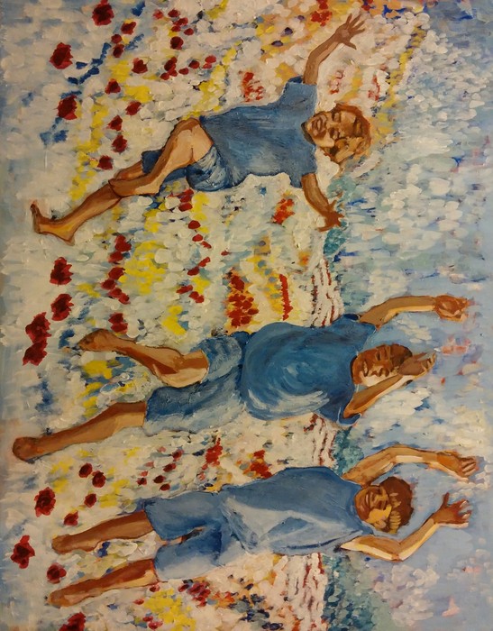 Kibbutz boys in spring 90x70 acr 2014