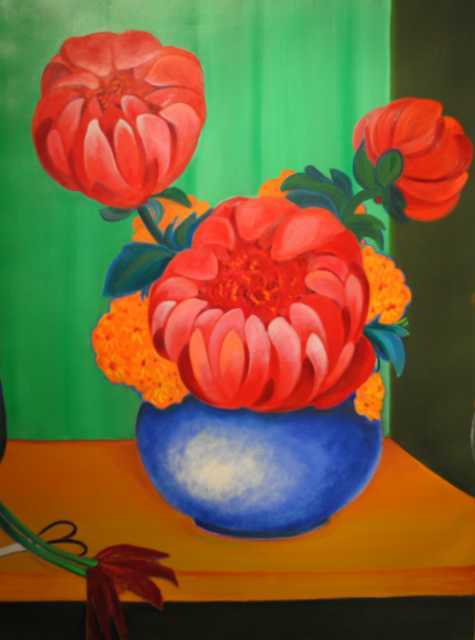 peonie - 2007 - olio su tela - 100 x 74