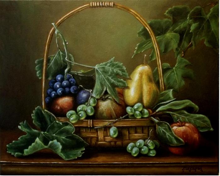 "Basket with fruits" 2010 Oil/Canvas 50cm x 40cm (19.7'' x 15.7'')