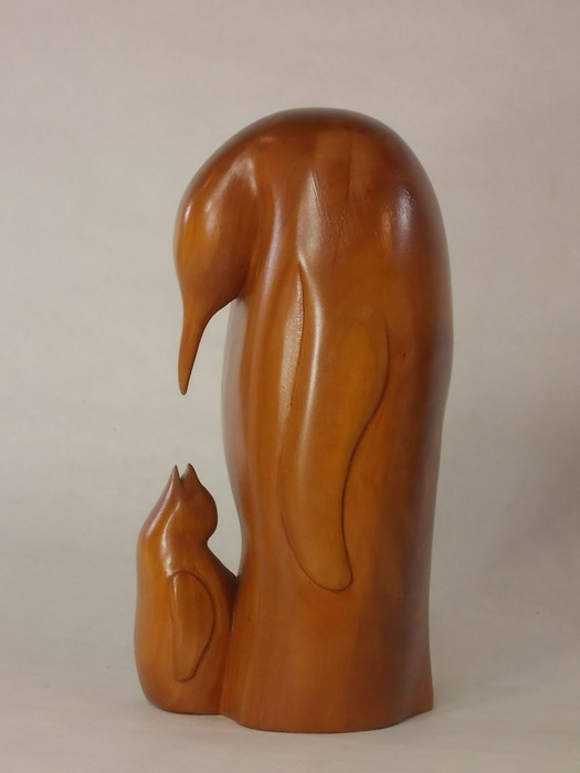 Penguin And Chick 9" h.  locust $800
