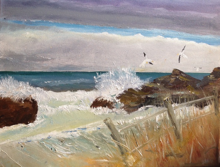 Sea, Gulls and Dune Grass