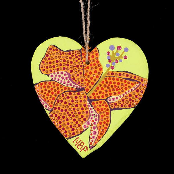 Wooden painted heart ornament (Front)