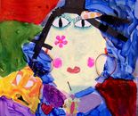 Student's artwork – portrait of Ms. Natalya B. Parris inspired by Swiss-German painter Paul Klee; Natalya B. Parris is teaching Exploring the World through Art August 10  - 14, 2015 camp from 9am – 3pm for children 7 – 11 year - old  at the Gaithersburg A