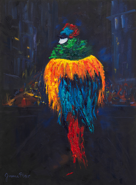 Madame Oiseau on her way to The Lido (Paris)