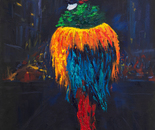 Madame Oiseau on her way to The Lido (Paris)