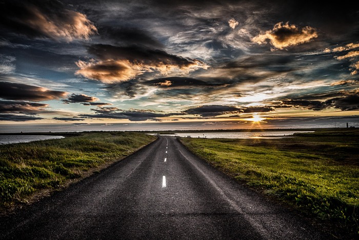 Road towards the sunset