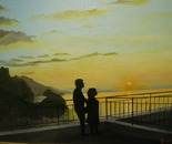 LG 0017 - Corsica tramonto a Portò - olio su tela -cm. 40x30