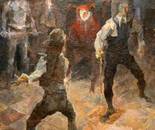Duel. Hamlet. Oil Cardboard 69 \ 49. 1986