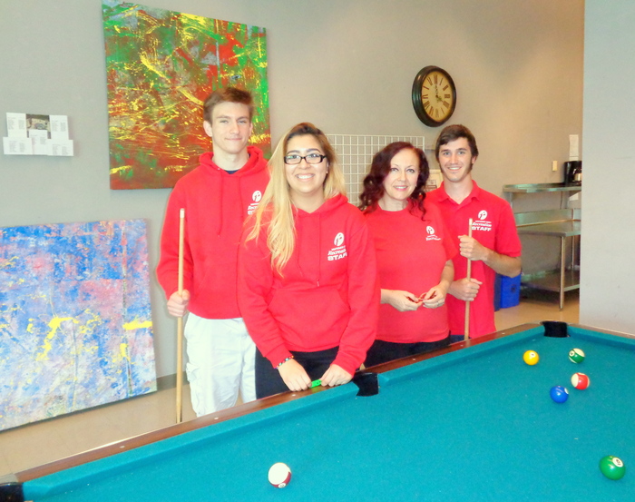 Damascus Community Recreation Center Staff in the Game room at the Damascus Community Recreation Center, 4pm on April 22, 2016 - Day in the Life of Montgomery County & Earth Day 2016