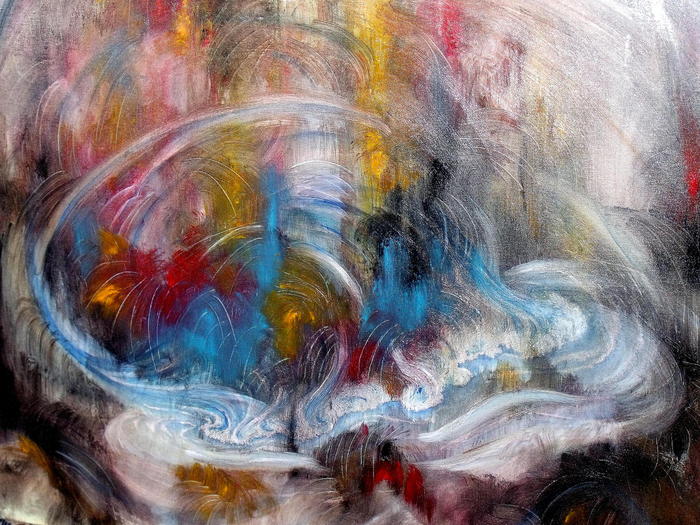 A Tsumani - The power of oceans. oil/acrylic, 1mW/80cmL