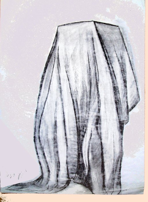 cloth lying on a long box I