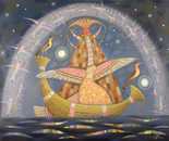 Flying fish parade. 2013. canvas and oil, 143 × 173
