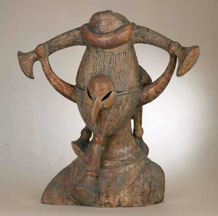Taking off the mask. 2012. Fireclay, glazed, 80 × 80 × 37