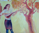   Girl playing the saz
