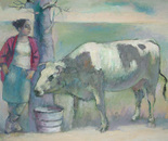 The girl with a cow