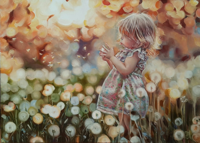 girl with dandelions