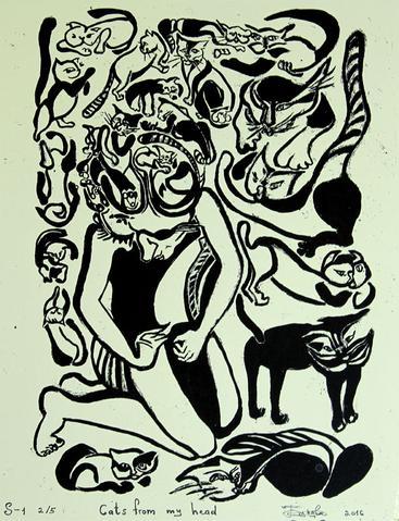 Cats from my head (self portrait)