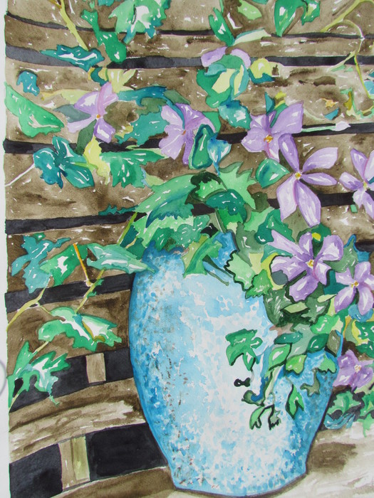 Clematis in a Speckled Flower Pot