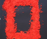A geometric arrangement of pigment on black
